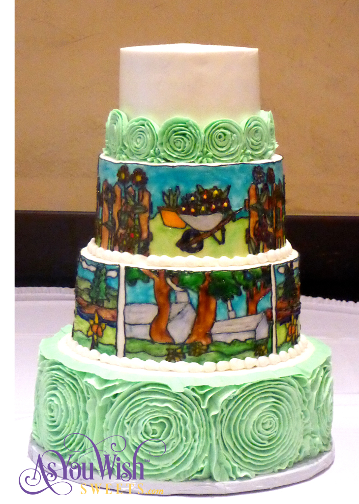 Homestead Stained Glass Wedding Cake sm