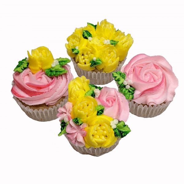 Set of 4 floral cupcakes